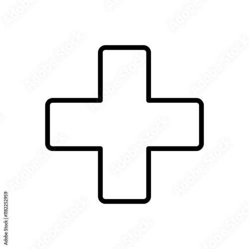 Medical cross line art icon isolated on white background.