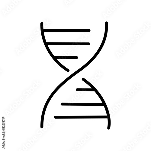 DNA molecule line art symbols isolated on white background.