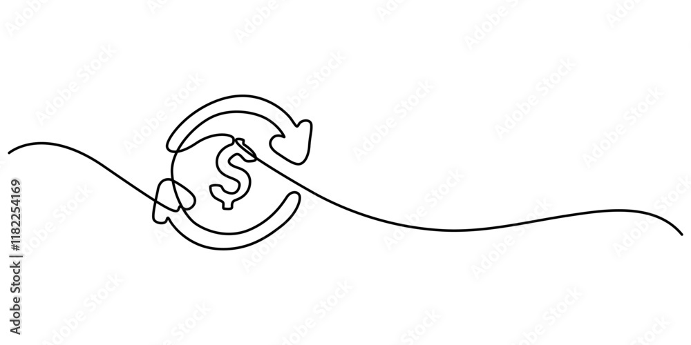 Obraz premium cashback awarded icon continuous one line drawing of pro vector illustration, Loan Icon with Editable Stroke and Pixel Perfect, Hand with dollar sign line icon. Editable Stroke, Dollar Award Sketchy 
