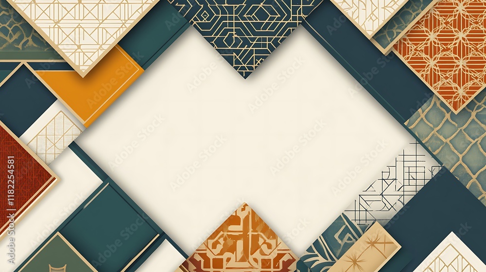 Fototapeta premium Abstract Geometric Design with Autumnal Colors and Patterns