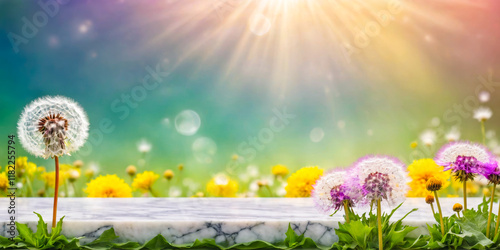 Spring Dandelions and Marble Display