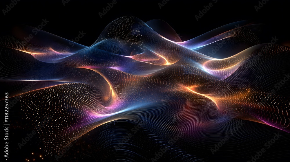 Fototapeta premium Dynamic wave patterns abstract digital art colorful visuals futuristic environment high-resolution viewpoint