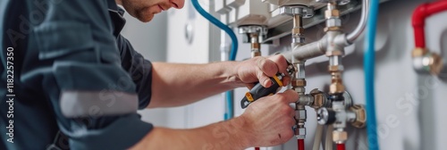 Plumber installing a water supply system