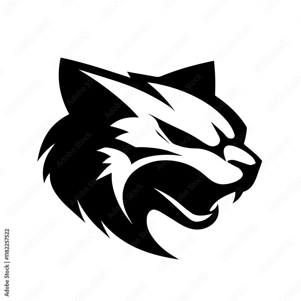 Obraz premium Hellcat vector mascot design, black and white
