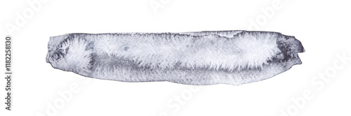 Elegant gray watercolor brush stroke on white background for artistic design projects.