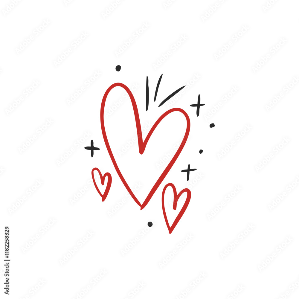 Hand drawn heart illustration. Doodle love symbol. Grunge brush stroke for valentine's day. Vector icon on white background. Hand drawn heart illustration. Doodle love symbol. Grunge brush stroke for valentine's day. Vector icon on white background.