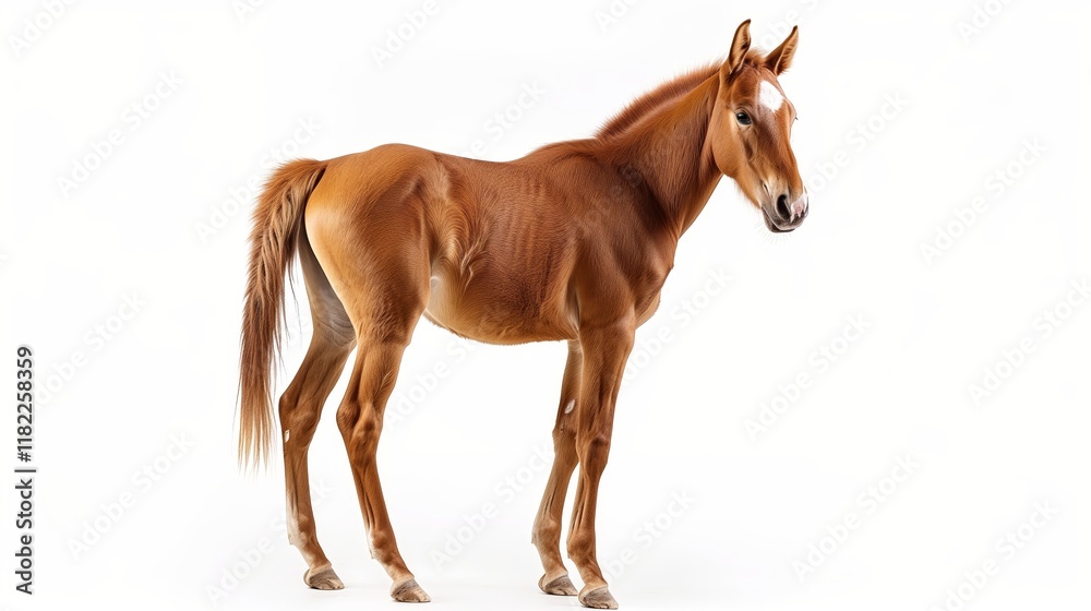 portrait of a horse foal isolated over white background portrait of a horse foal isolated over white background