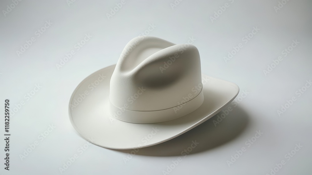 Elegant White Cowboy Hat on Simple Background Elegant White Cowboy Hat on Simple Background
