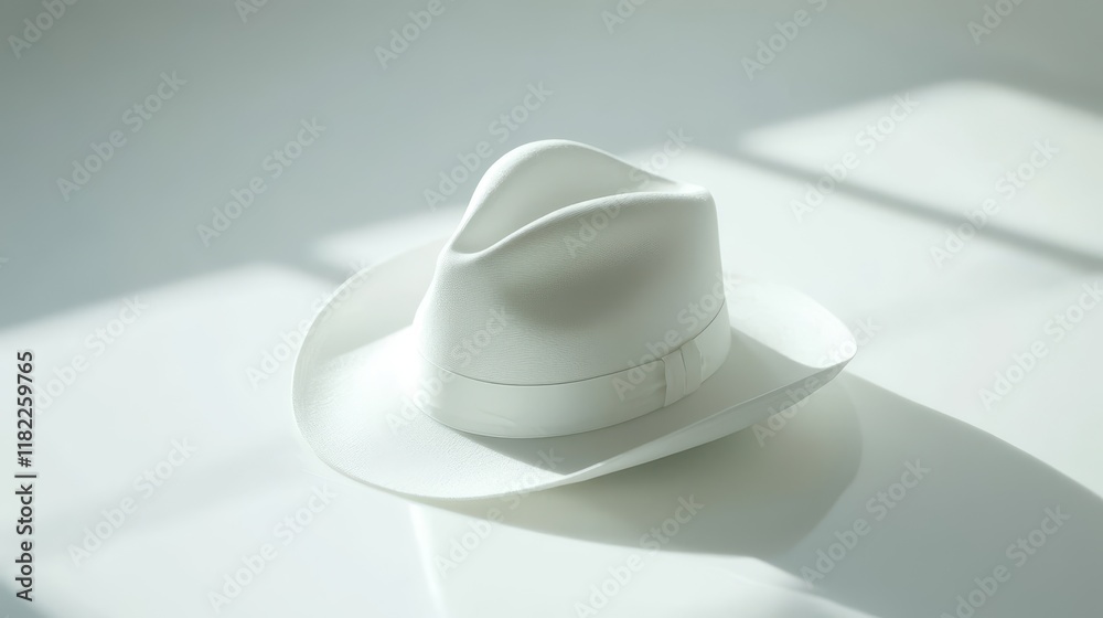 Elegant White Cowboy Hat on Minimalist Surface Elegant White Cowboy Hat on Minimalist Surface