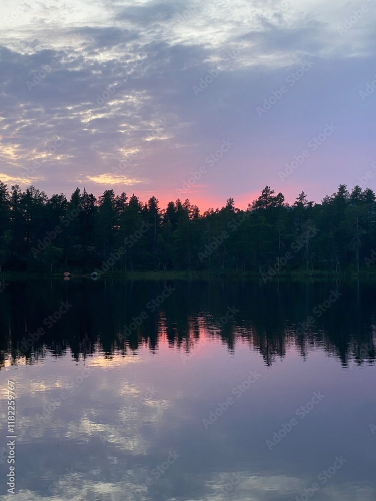 Fototapeta premium sunset over the lake
