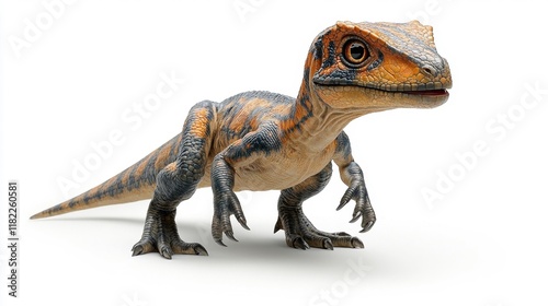 Realistic Eoraptor Dinosaur on White Background. Generative AI photo