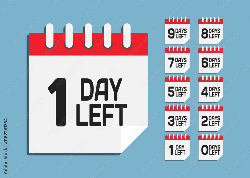 Countdown daily page calendar icon - 1 day left Countdown daily page calendar icon - 1 day left