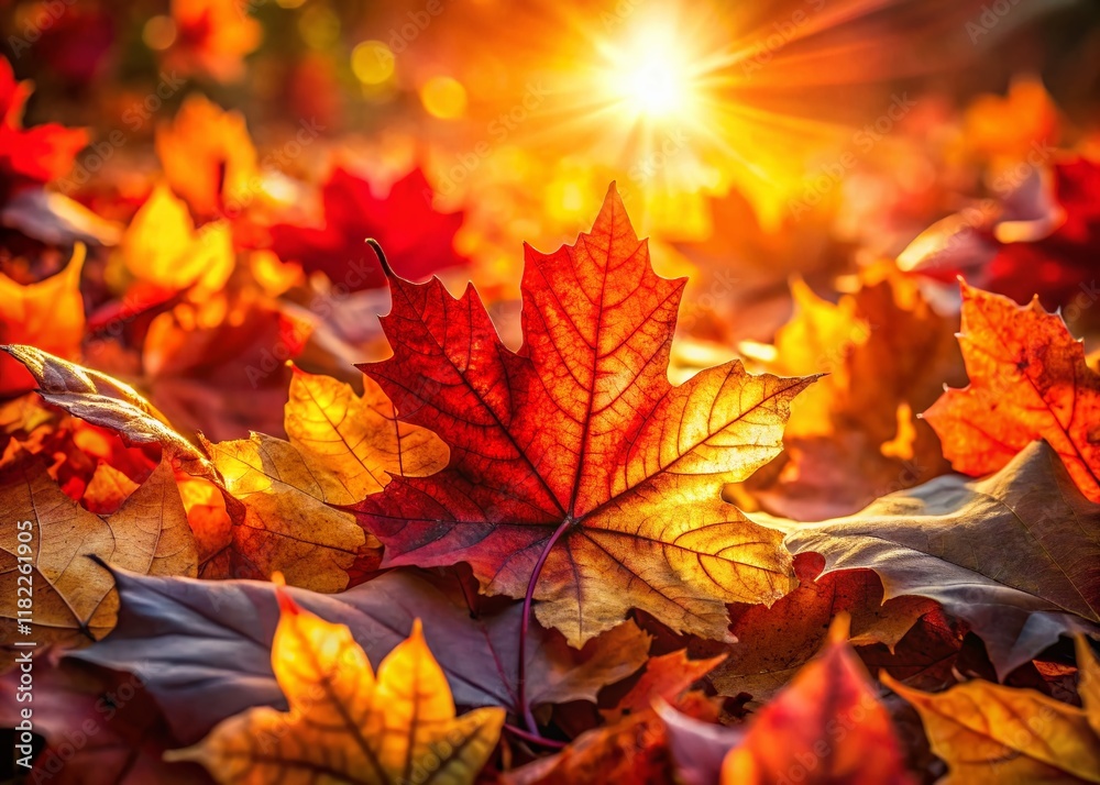 Vibrant Autumn Leaves: A Colorful Nature Display - Stock Photo Vibrant Autumn Leaves: A Colorful Nature Display - Stock Photo