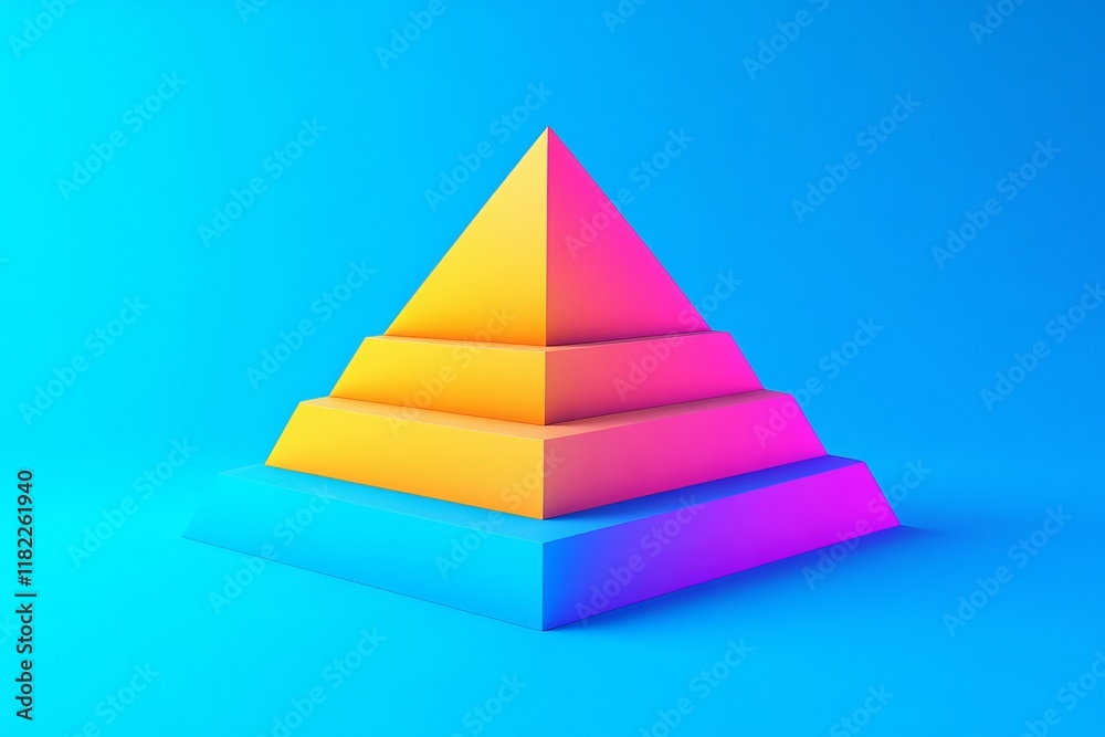 Four layers pyramid on bright blue background. EPS 10 vector illustration Four layers pyramid on bright blue background. EPS 10 vector illustration