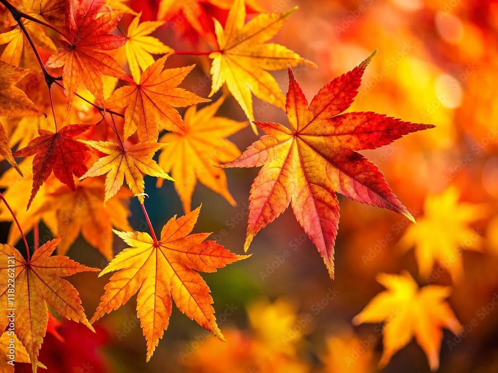 Vibrant Autumn Maple Leaves - Copy Space Left - Fall Foliage Stock Photo Vibrant Autumn Maple Leaves - Copy Space Left - Fall Foliage Stock Photo