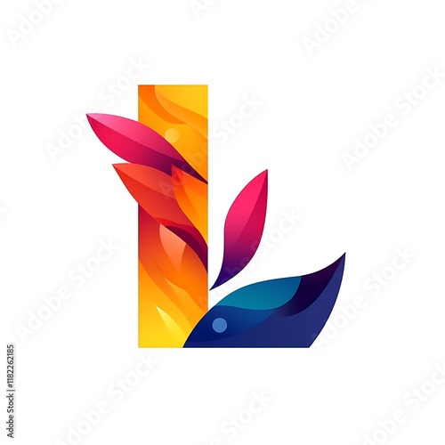 Vibrant Letter L Logo Design with Floral Elements  photo