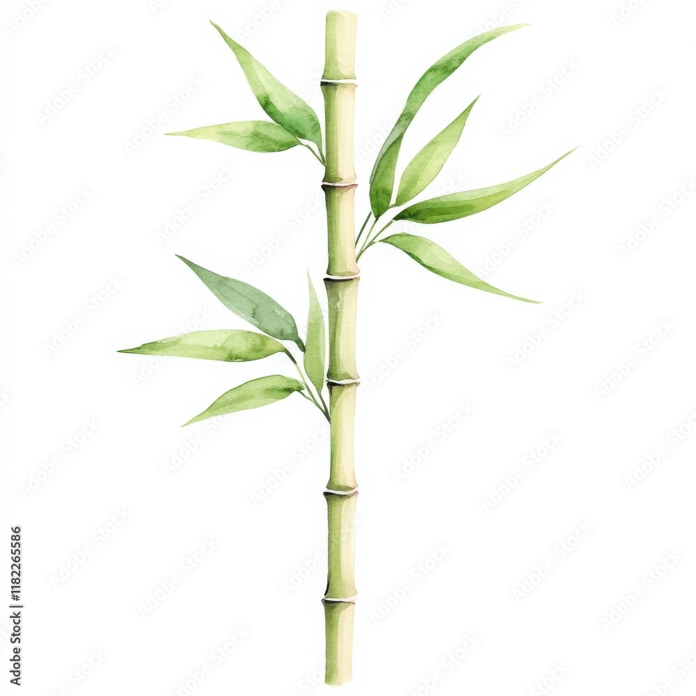 Obraz premium Watercolor bamboo illustration nature art tranquil environment close-up botanical beauty, isolated on white background