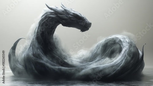 Majestic Leviathan Sea Serpent. Generative AI