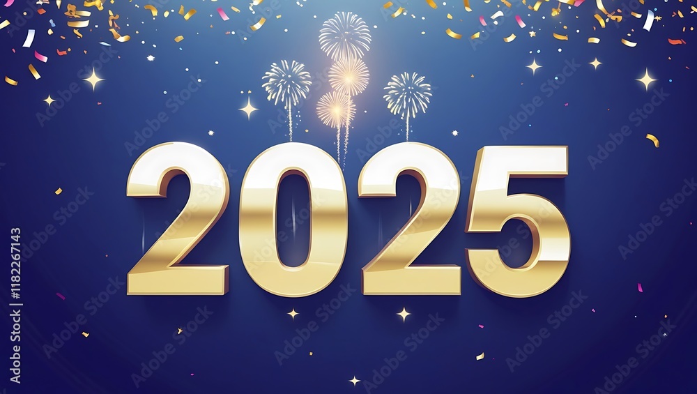 Realistic Metallic Gold 2025 Happy New Year Text – Stunning 3D Typography Realistic Metallic Gold 2025 Happy New Year Text – Stunning 3D Typography