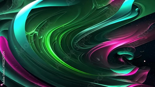 Vibrant abstract swirls in dynamic movement with neon colors photo