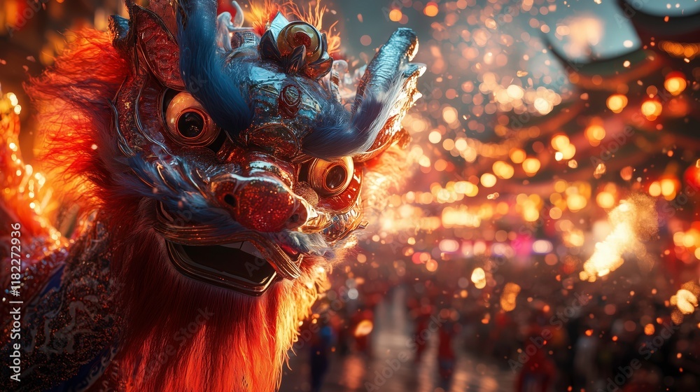 Vibrant and Festive Lunar New Year Celebration Scene Vibrant and Festive Lunar New Year Celebration Scene