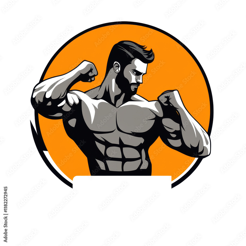 Fototapeta premium silhouette of a muscular figure lifting weights or in a flexing pose. 