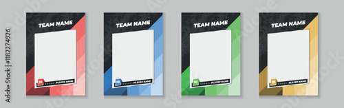 Photo frame or border collection for hockey, basketball and football player, trading card template design for sports, picture frame for player performance, sports flyer design, template eps 10.