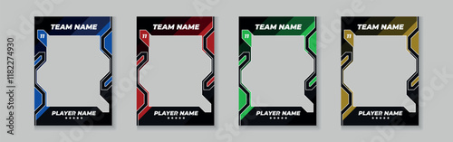 Trading card template design for sports, picture frame for player performance, photo frame or border collection for hockey, basketball and football player, sports flyer design, template eps 10.