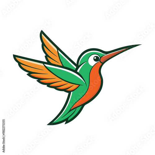 A vibrant, sleek hummingbird mascot logo with dynamic wings in flight. The vector design embodies energy, agility, and grace, perfect for modern, bold branding. photo