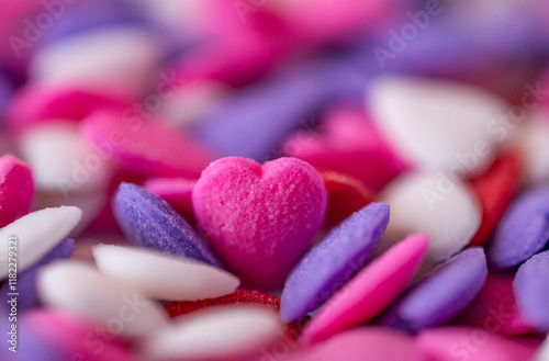 close up heart shaped candy
