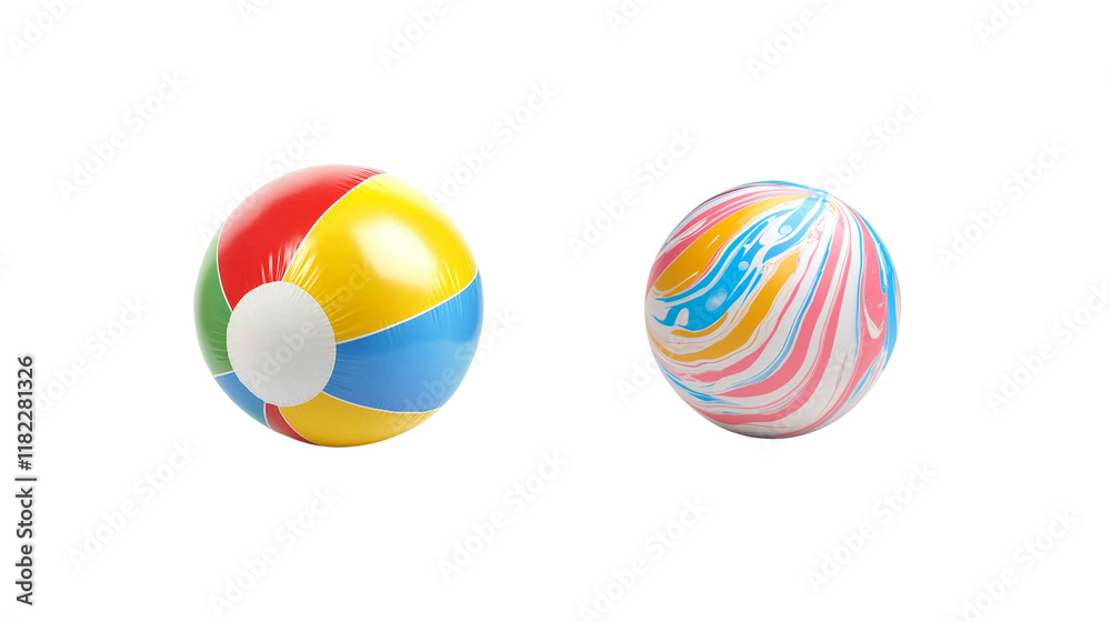 Beach ball isolated on white background. Colorful summer toy. Beach ball isolated on white background. Colorful summer toy.