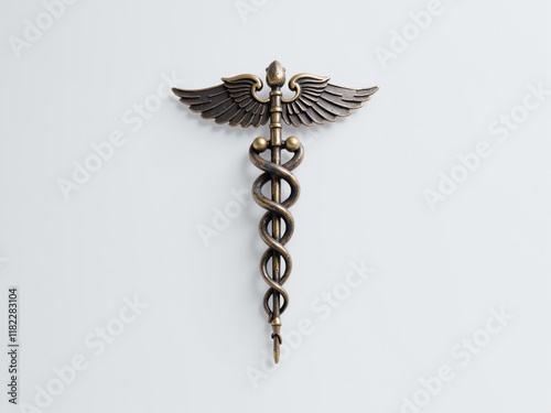 Obraz na płótnie Bronze Medical Caduceus on White Background w salonie