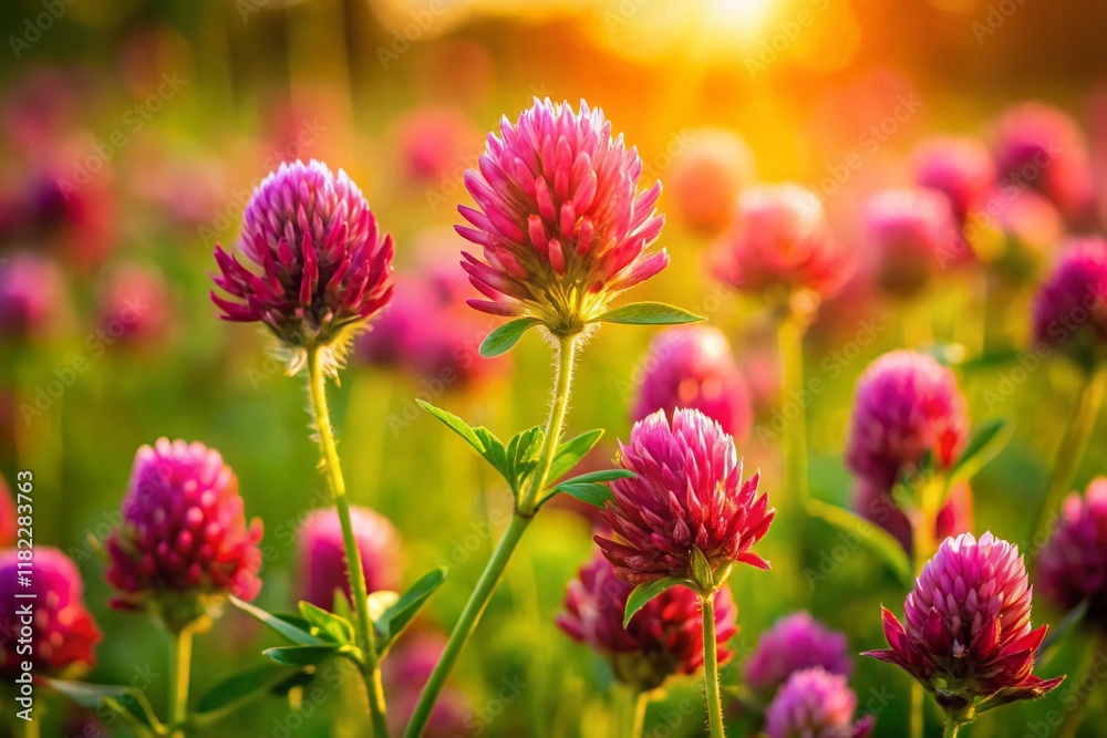 Vibrant Red Clover Blossoms in a Lush Meadow - Candid Close-Up Vibrant Red Clover Blossoms in a Lush Meadow - Candid Close-Up