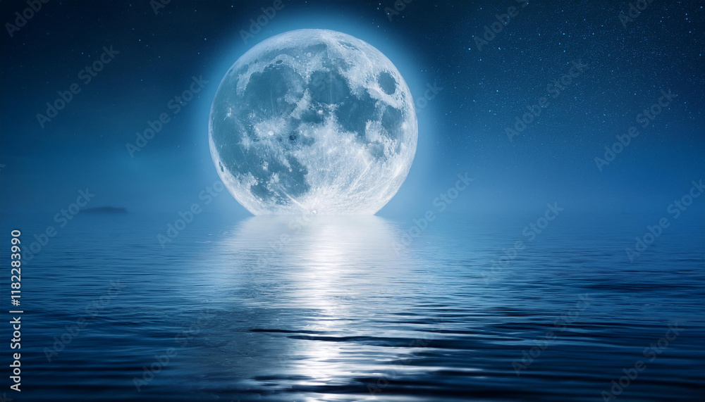 full moon over the ocean with moonlight reflection on water full moon over the ocean with moonlight reflection on water