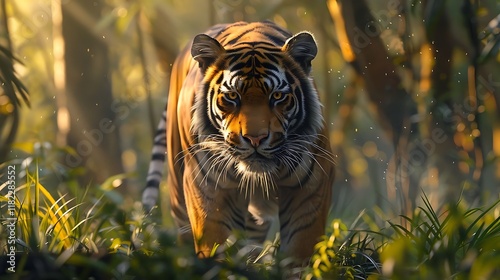 The Javan tiger (Panthera tigris sondaica) was a subspecies of tiger that once thrived on the Indonesian island of Java. Known for its relatively small size compared to other tiger subspecies, the Jav photo
