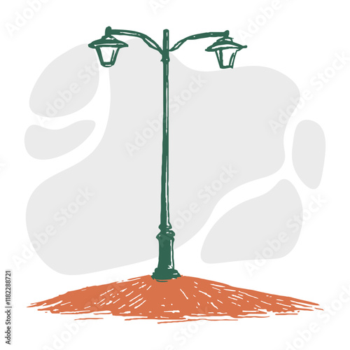 street light illustration in drawing style