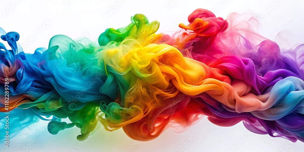 Fototapeta premium Vibrant Swirling Smoke: Abstract Colorful Macro Photography on White