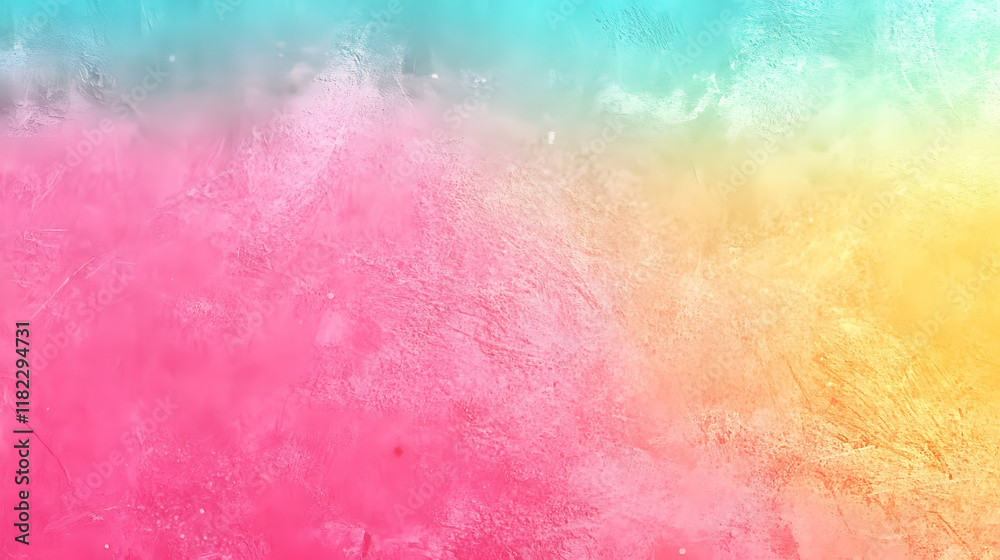 Obraz premium A colorful gradient background featuring pink, yellow, and turquoise tones, complete with a noisy grain texture.