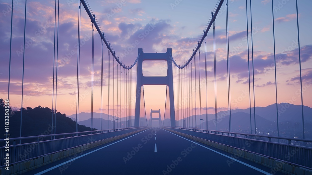 Obraz premium 日の出前のきれいな空と橋