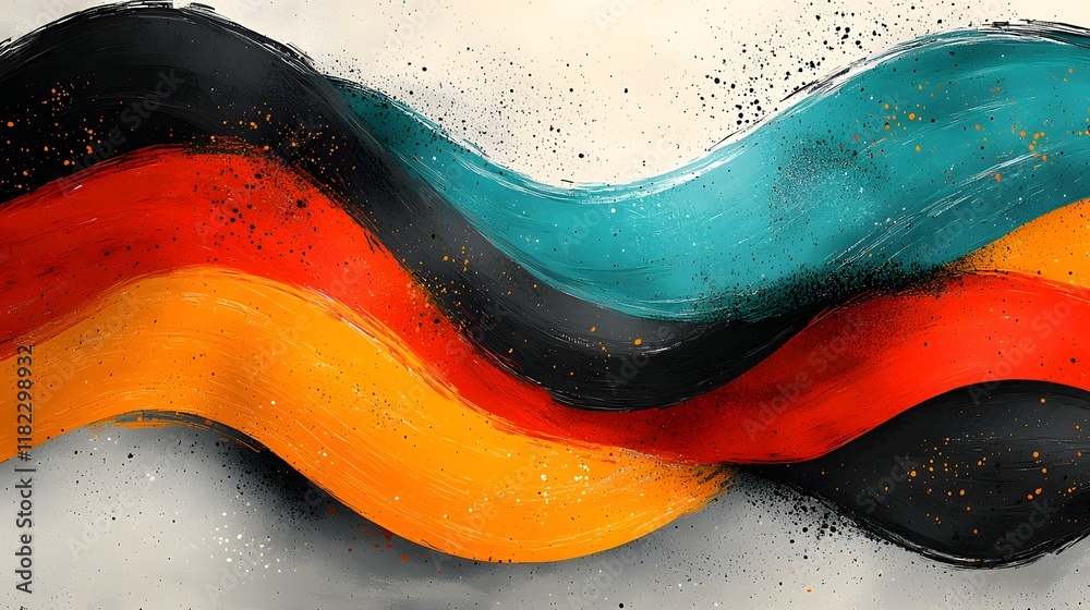 Obraz premium Vibrant Abstract Geometric Waves and Stripes for Attention Grabbing Digital Designs