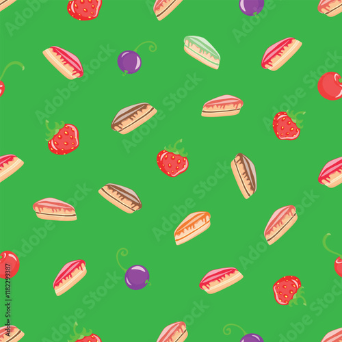 Cheesecakes with berry flavor will decorate dessert and give bliss, dessert, confectioner, currant, sugar, vector, illustration, isolated, background, art, food, jam,
