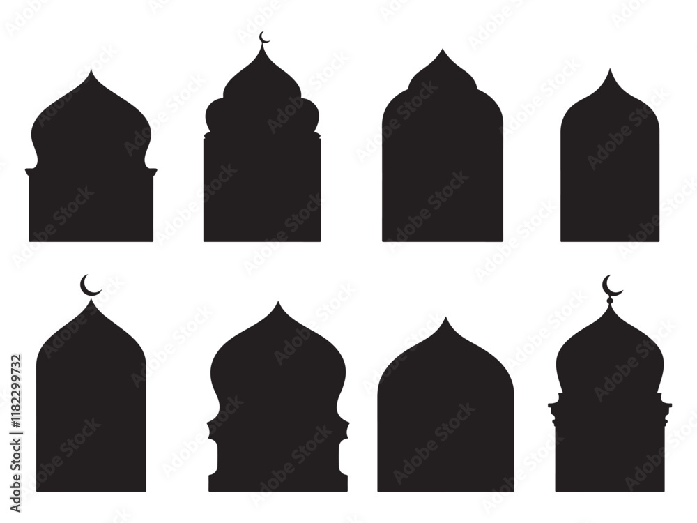 Islamic Mosque Architectural Silhouette shape vector art Islamic Mosque Architectural Silhouette shape vector art