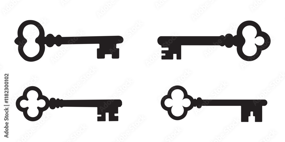 antique key silhouette vector art antique key silhouette vector art