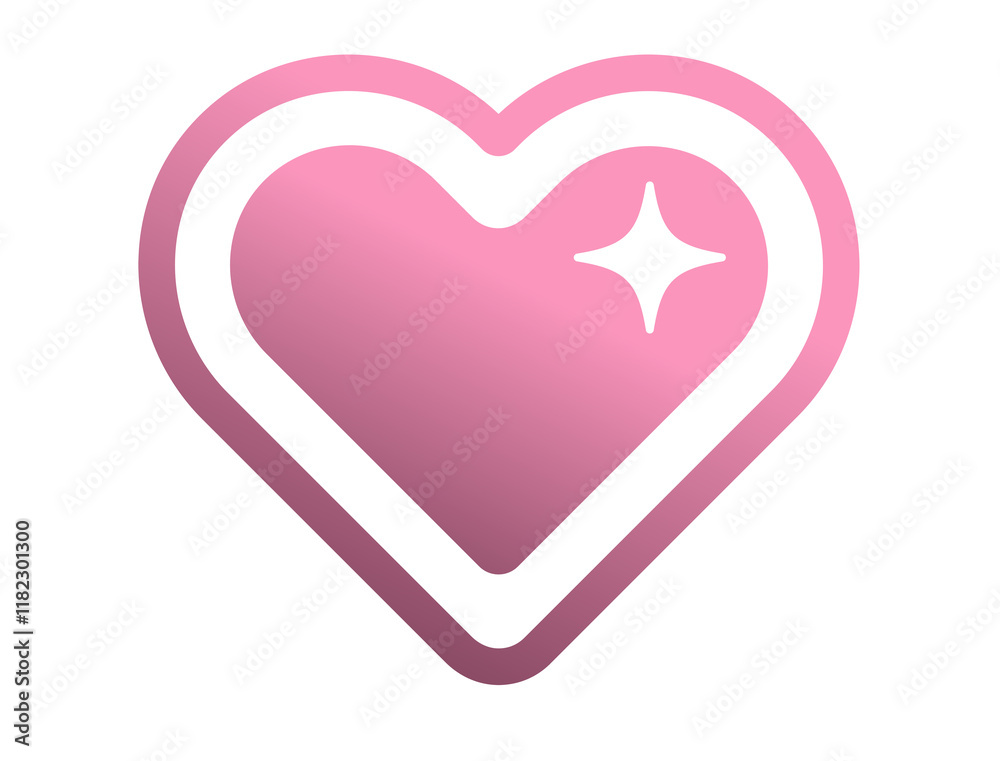 Y2K gradient pink retro heart and star icon Y2K gradient pink retro heart and star icon
