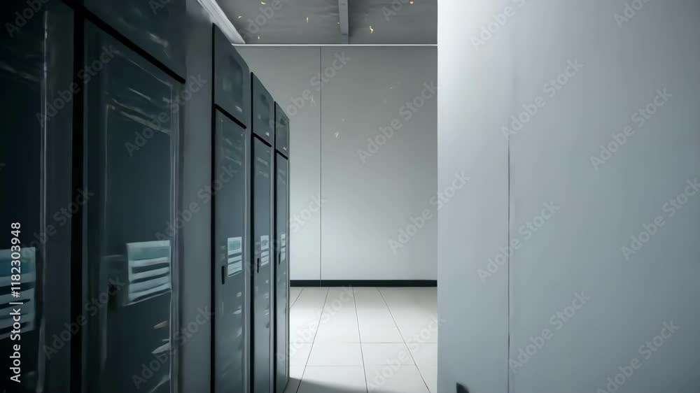 Modern server infrastructure with organized units showcasing technology and data management within a clean, professional setting Modern server infrastructure with organized units showcasing technology and data management within a clean, professional setting