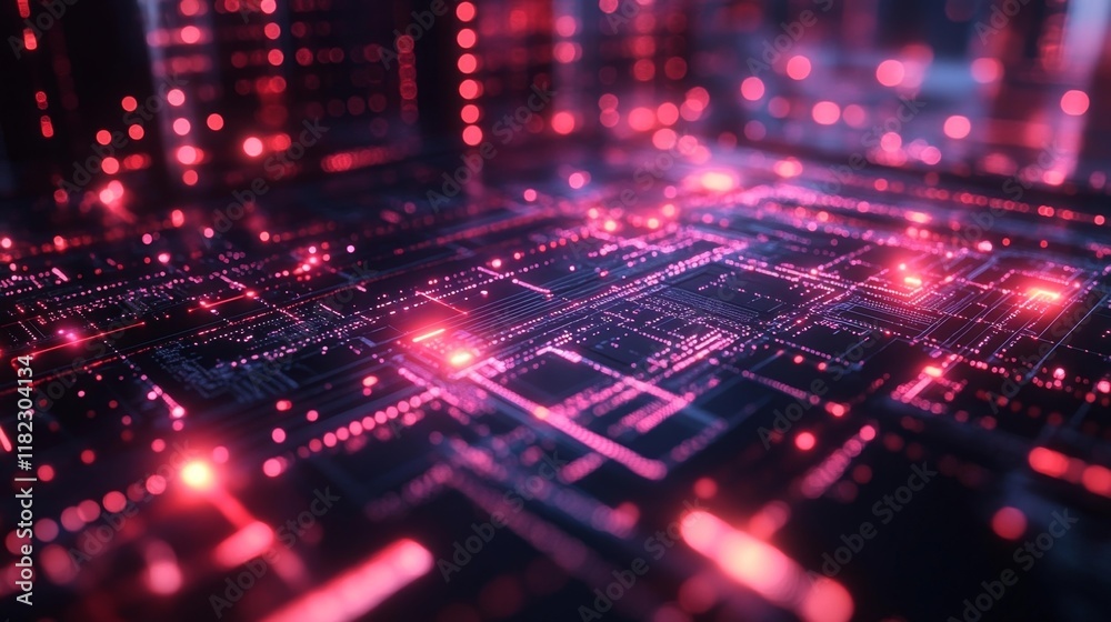 Abstract Digital Network and Data Transfer Concept. Generative AI Abstract Digital Network and Data Transfer Concept. Generative AI
