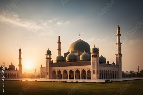 mosque at sunset