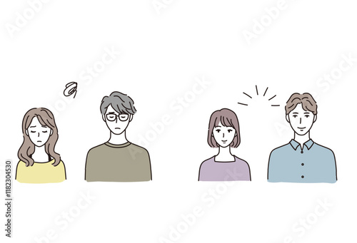 2組の男女ペアのイラスト