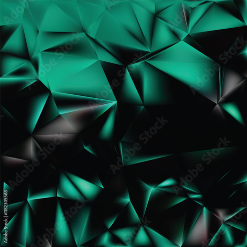 Abstract Black Green Geometric Polygon Background