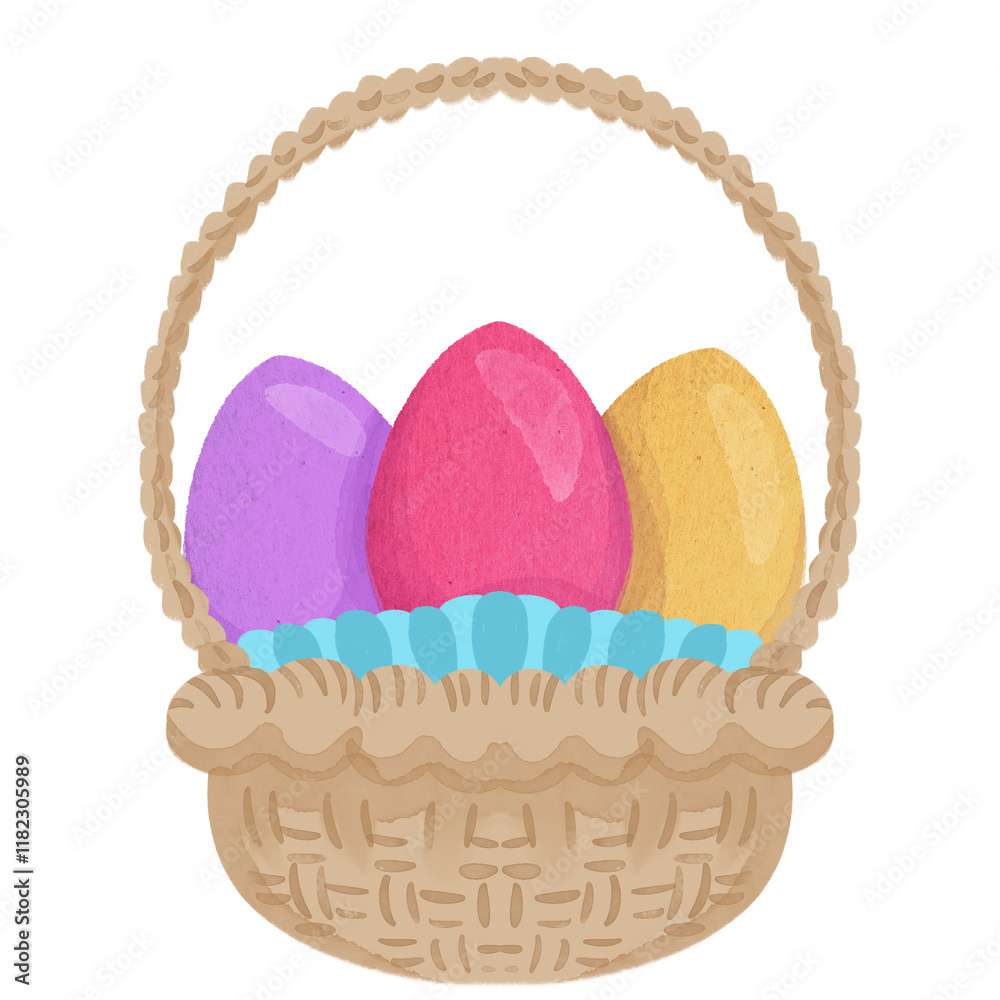 basket with colorful easter eggs basket with colorful easter eggs
